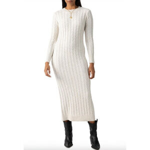 SANCTUARY Dress Size XS NEW Cable Crew Neck Maxi Dress Cream Sweater